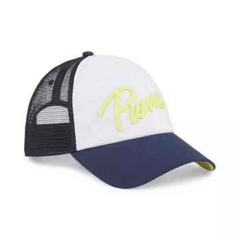 Essential Trucker 24th Club [PUMA] Кепка, шапка, шляпа, кепка, 025120, цвета весна/лето, темно-синий/лаймовый блеск/белый (02)