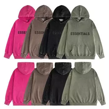 Essentials Классическая 3D офсетная печать, потертая водой, плотная хлопковая толстовка с капюшоном, размер плюс S