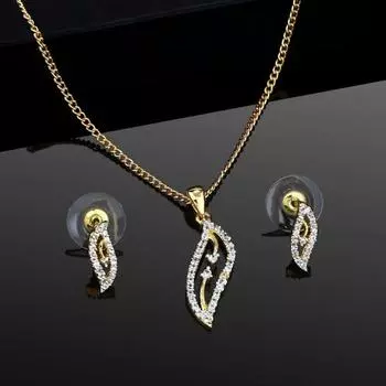 Набор необычных подвесок Estele из 24-каратного золота и серебра с фианитами в виде листьев для женщин/девочек