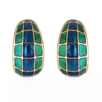 Estele 24 Kt Gold Plated Зеленые и золотые пластины в коробке стильные дизайнерские заклепки для женщин