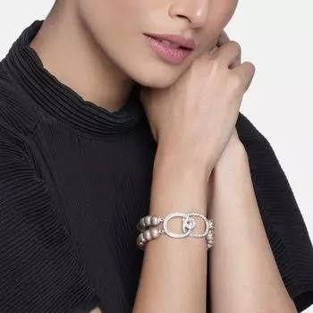 Estele - Браслет с двойной линией фиолетового цвета с застежкой бесконечности и кристаллами