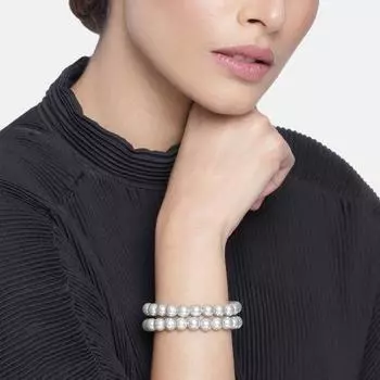 Estele - Браслет с двойной линией серого жемчуга