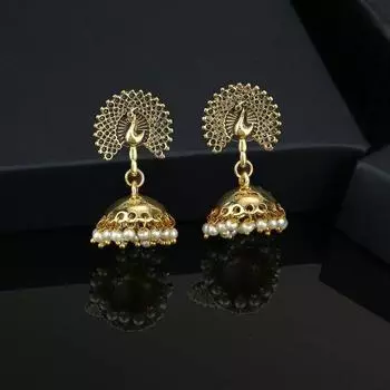 Estele Ethnic Gold color Peacock Heritage Jhumkis для женщин