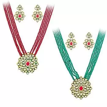 Estele Gehena Позолоченные стильные модные комплекты ожерелья Kundan для женщин из 2 штук