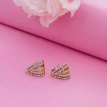 Estele Gold Plated Crystal Line Half huggie Earrings for Girl s