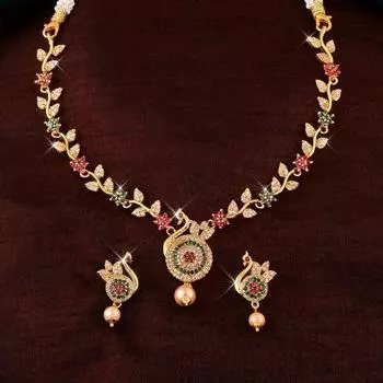 Женское дизайнерское ожерелье Estele с позолоченным фианитом и жемчугом в виде павлина