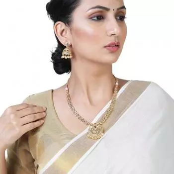 Длинное свадебное ожерелье Estele с позолоченным фианитом и жемчугом в стиле павлина, комплект с цветными камнями и жемчугом для женщин