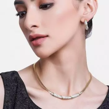 Estele - комплект дизайнерского ожерелья с двухцветным современным американским бриллиантом CZ для женщин