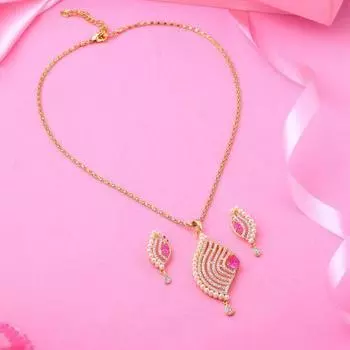 Estele - Комплект подвесок с покрытием из золота 24 карата, австрийскими кристаллами и рубинами