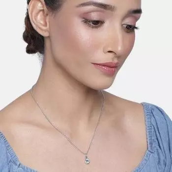 Estele - Подвеска с родиевым аквамарином и австрийским кристаллом для женщин/девочек