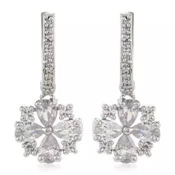 Женские серьги Estele с родиевым покрытием и американскими бриллиантами в виде цветка
