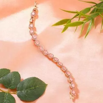 Классический дизайнерский браслет Estele из розового золота с CZ и мятно-розовыми камнями для женщин