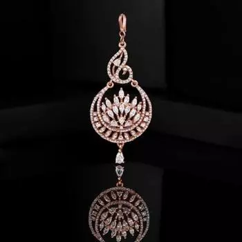 Estele Rose Gold Plated CZ Peacock Designer Maang Tikka для женщин