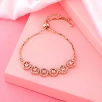 Estele Rose Gold Plated CZ Rotating Glitter Bracelet for Women