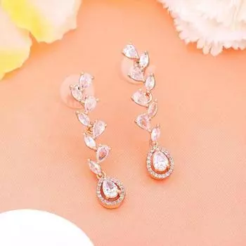 Женские серьги Estele со сверкающим цирконием из розового золота