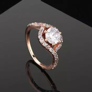 Estele Rose Gold Plated CZ Sparkling Finger Ring for Women