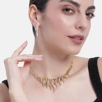 Estele - Современный комплект колье «Пламенная страсть» из золота и серебра