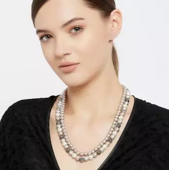 Estele - Жемчужное колье в две линии с белыми и фиолетовыми оттенками