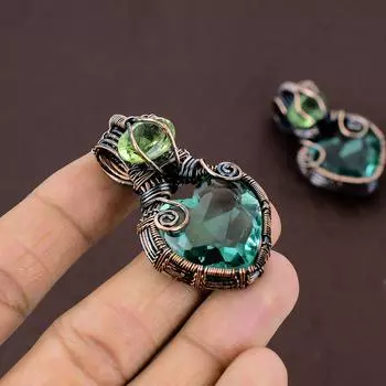 Естественный индиколит, шкентель 1,97 обруча медной проволоки драгоценного камня зеленого аметиста П6Б16