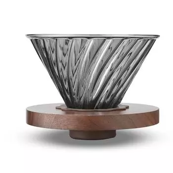 ESTVLB Кофейная воронка V60 Воронка 02 Стеклянный деревянный держатель Кофейный сервиз для 2-4 человек Коническое кофейное капельное оборудование Кофейный фильтр Кофейная воронка