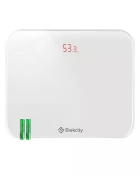 Etekcity Weight Scale Health Meter Automatic Power Small Tempered Glass Compact Battery Included EB4010J White ON/OFF