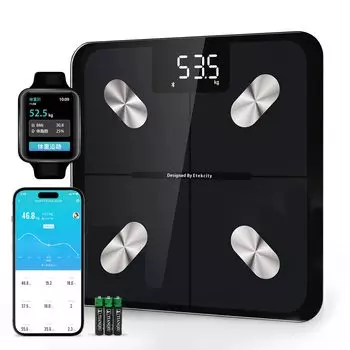 Etekcity Weight Smartphone Body Composition Can Measure 13 Dedicated Automatic Data Bluetooth Thin ESF551 Black Scale, Linked, Meter, Items, App,