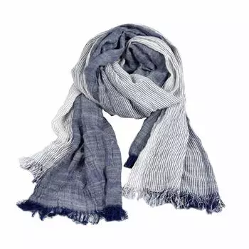 Eternal Leaf Large Gradient Striped Gauze Refreshing FT17008 Men s Stole, Design, (05.Navy)
