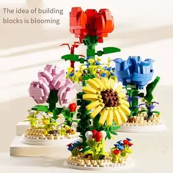 Eternal Rose Building Block Bouquet Flower Puzzle Assembly Toy Micro Particle Toy Desktop Decoration Building Block Toy