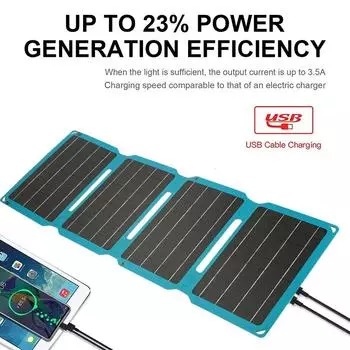 ETFE 18V 28W Foldable Solar Panel Portable Solars Battery Charge USB DC Type-C Output With Fast Charger for Phone Camping Van RV синий