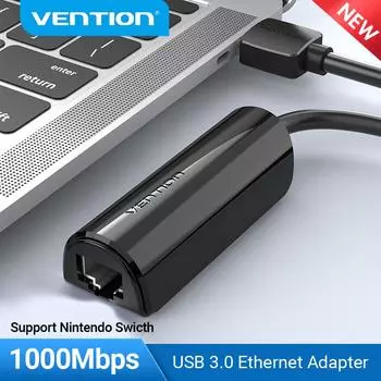 Ethernet-адаптер Vention USB 3.0–10/100/1000, сетевой проводной адаптер RJ45 LAN для Nintendo Switch, Wii U, MacBook, Chromebook