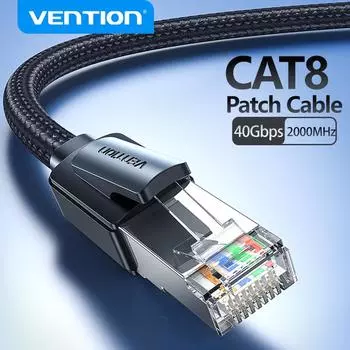 Ethernet-кабель Vention CAT8 40 Гбит/с, хлопковый плетеный сетевой патч-корд Lan для ПК, модема, ноутбука, маршрутизатора PS 5/4, кабель RJ45 Ethernet