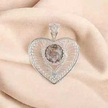 Ethiopian Copper Turquoise Gemstone 925 Sterling Silver Jewelry Boho Pendant1.4 CP-15-38