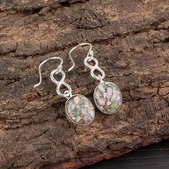 Ethiopian Opal Copper Gemstone 925 Sterling Silver Handmade Hook Earrings 1.60 EE-12-40