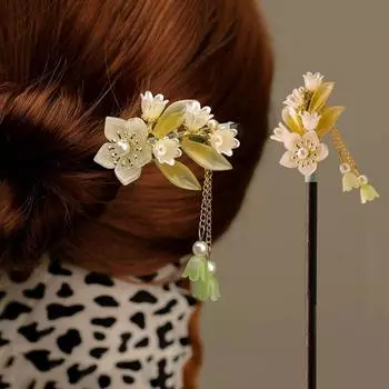 Ethnic Chinese Style Flower Hair Sticks Handmade Hair Chopsticks Winding Hairpin for Hanfu