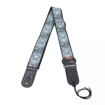 Ethnic Guitar Strap 2 Inch Widened Adjustable Length Leather Cotton Guitar Strap with Pick Holder Type 2