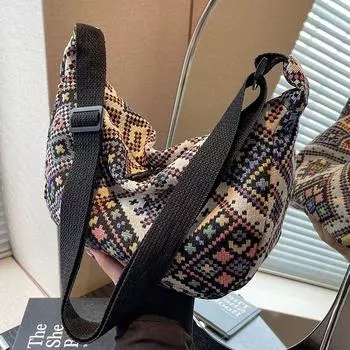 Ethnic Ins Niche Style Canvas Bag Black