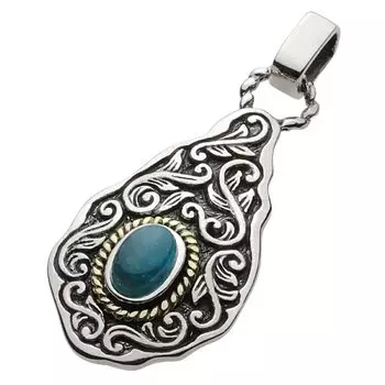 Ethnic Stone Arabesque Pendant Apatite fp0540 [Figmart] [Silver Accessory]
