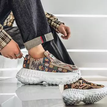 Ethnic style European and American random flower camouflage sports shoes men s foot cover live broadcast students outdoor ins catwalk tide board s 39 красный