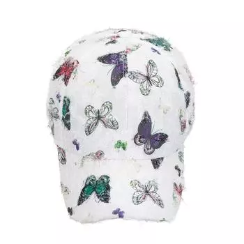 Ethnic style hat women s summer sunscreen sun hat travel shopping butterfly print hardtop baseball cap зелёный