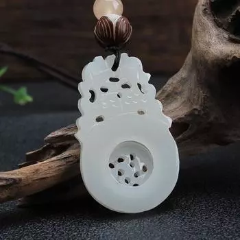 Ethnic style necklace Jade Buddha brand Dragon and Phoenix brand Pixiu pendant Sweater chain Long versatile simple pendant Accessories Women