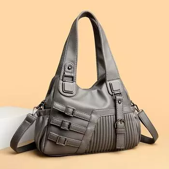 Ethnic Style PU Women S Shoulder Bag Fashionable Women S Tote Bag Double-Layer Main Bag Handbag Suitable For Commuting Shopping Dating Travel Etc чёрный