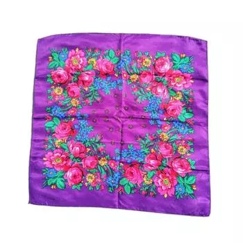 Ethnic Style Square Neck Scarves Sunscreen Women Headwraps Elegant Square Shawl Party фиолетовый