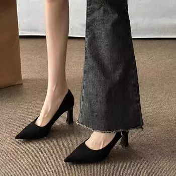 Etiquette high heels women s suede soft soles are not tired of standing for a long time flight attendant dress commuter professional black work shoes 34