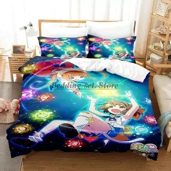 Etotama Bedding Set Single Twin Full Queen King Size Bed Set Aldult Kid Bedroom Duvetcover Sets 3D Anime Bed Sheet Set EU Single 135x200cm