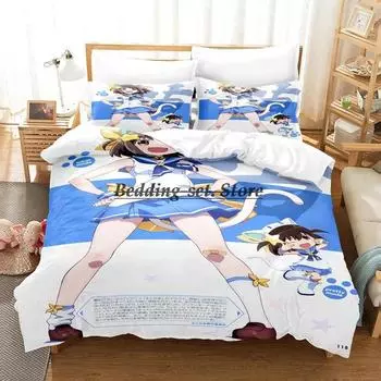 Etotama Bedding Set Single Twin Full Queen King Size Bed Set Aldult Kid Bedroom Duvetcover Sets 3D Print Anime Bed Sheet Set EU Single 135x200cm