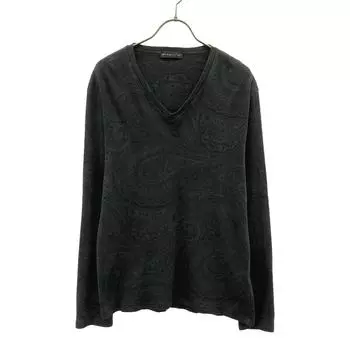 ETRO made in Italy Paisley Long sleeve V neck Cut XS Navy system Ron T Men s Used