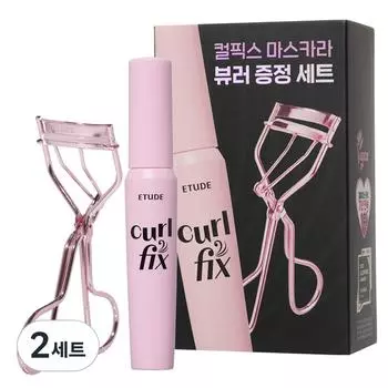 Etude Curl Fix Mascara 8g + Eyelash Curler Set, 01 Black, 2 sets
