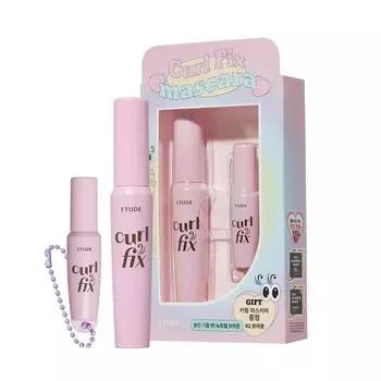 ETUDE Curl Fix Mascara Brown Mini Keychain Set Mascara Waterproof Brown Curl Keep Bundle Idol Style Eyelashes Upwards [Etude Official] & коричневый