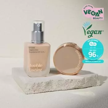 Etude Double Lasting Vegan Cover Foundation 30g _План розыгрыша для публичного использования,Корейская косметика, KPOP Light Vanilla_17C_Common machine gift