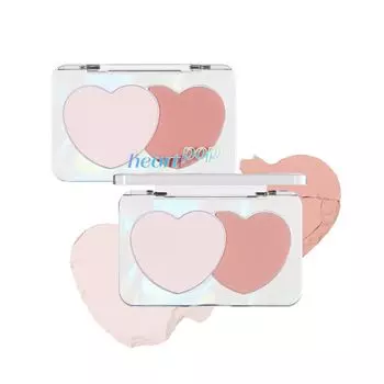 ETUDE Heart Pop Duo Blusher Envy Bloom 2 Colors Dual Korean Makeup Artist Collaboration Layering Cheek Natural Highlight Brevet Yete Glossy Compact